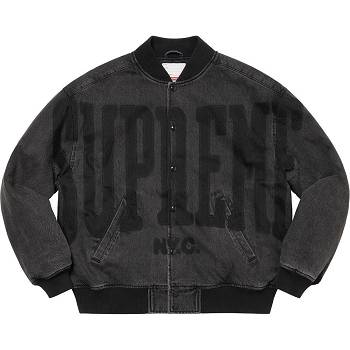 Chaquetas Supreme Washed Knockout Denim Varsity Negras | Supreme 190CE